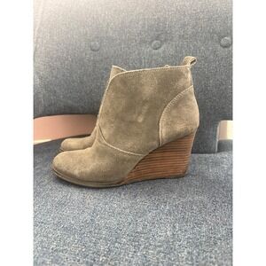 Lucky Brand Suede Wedge Ankle Boots Grey  Women's Size 8.5M